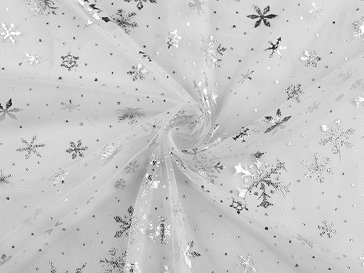 Tulle Fabric with metallic snowflakes