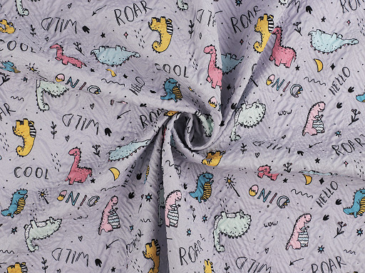 Tissu en polyester froissé avec effet 3D froissé, Dinosaure