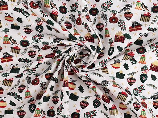 Christmas cotton canvas / poplin with metallic print