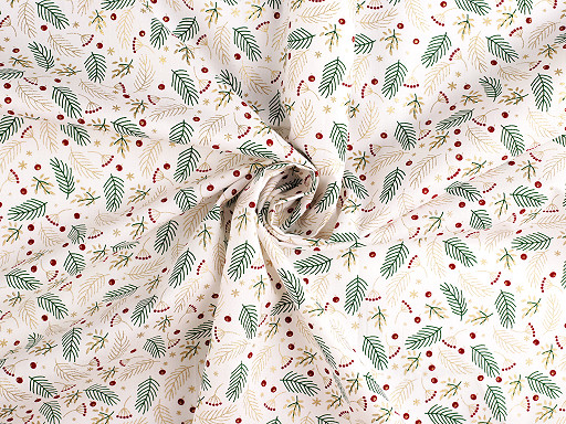 Christmas cotton canvas / poplin with metallic print