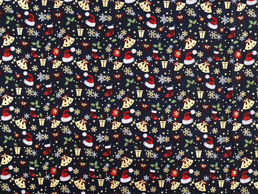 Christmas cotton canvas / poplin with metallic print