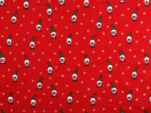 Christmas cotton canvas / poplin with metallic print, Elf 