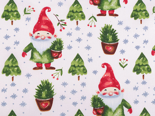 Tissu/Toile de Noël en coton, Gnomes 