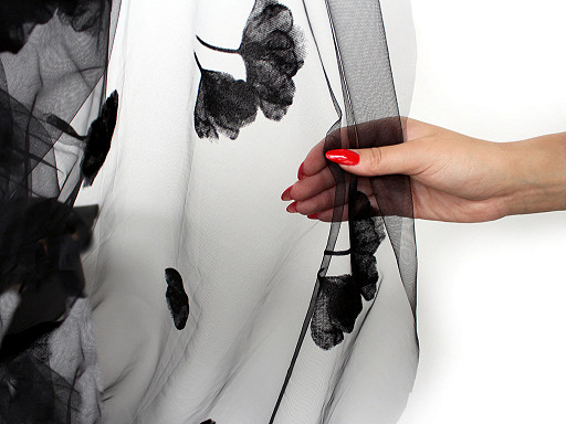 Tulle with ginkgo leaves