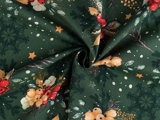 Christmas cotton fabric / canvas, twigs