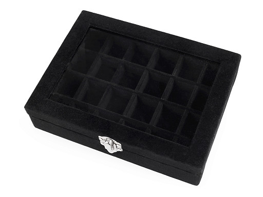 Βελούδινη κοσμηματοθήκη με γυάλινο παράθυρο 15 x 20 x 5 cm