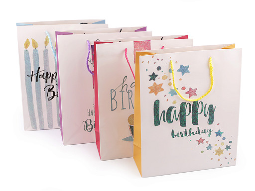 Borsa regalo, con glitter, motivo: Happy Birthday (Buon compleanno) 