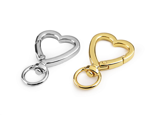 Metal carabiner / swivel hook, heart, 10 mm