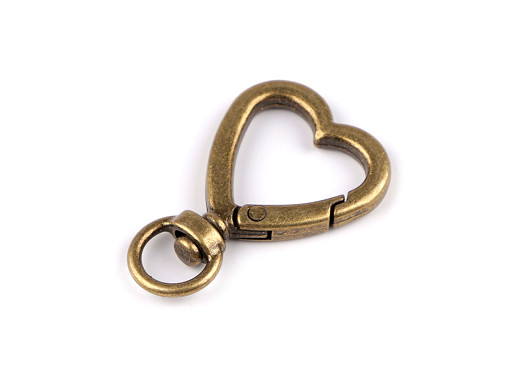 Metalni karabiner / okretna kuka, srce, 10 mm