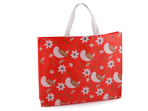 Bag made of laminated non-woven fabric with birds 41x32 cm