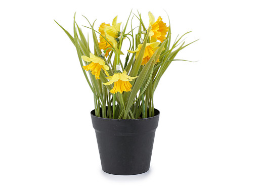 Narcisi artificiali, all'interno di un vaso di fiori
