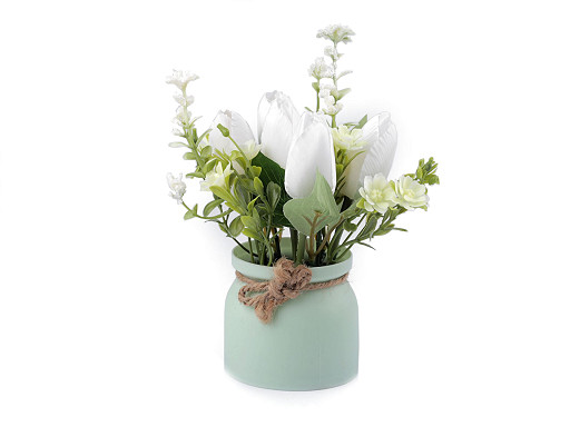 Maceta con tulipanes artificiales