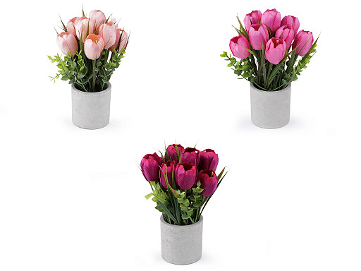 Artificial tulips in a flower pot