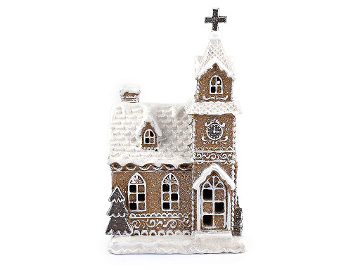 Carrousel de Noël, église illuminée - imitation pain d’épices