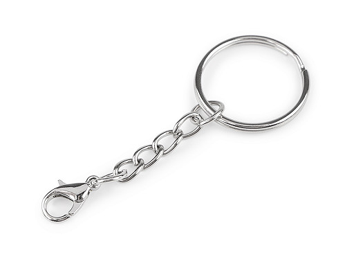 Kroužek na klíče Ø25 mm s řetízkem a karabinkou