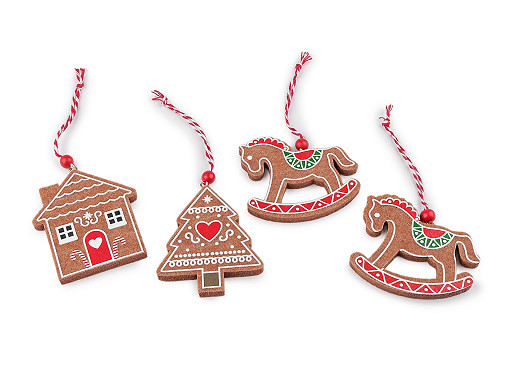 Vánoční perníčky k zavěšení filc koník, stromeček, domeček