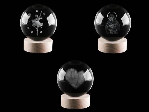 Boule de verre lumineuse, avec LED, Ø 10 cm