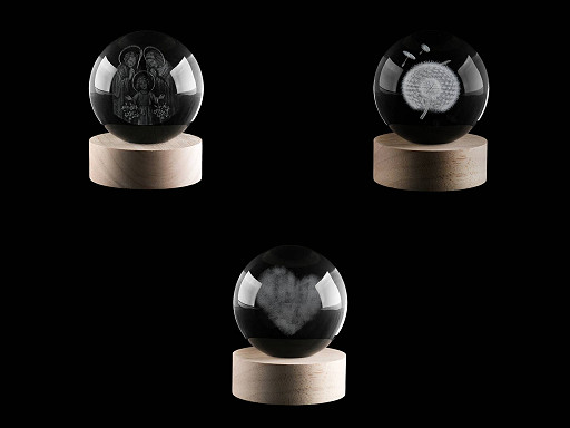 LED svítící skleněná koule Ø8 cm