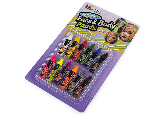 Barvy na obličej tyčinka, sada 12 ks