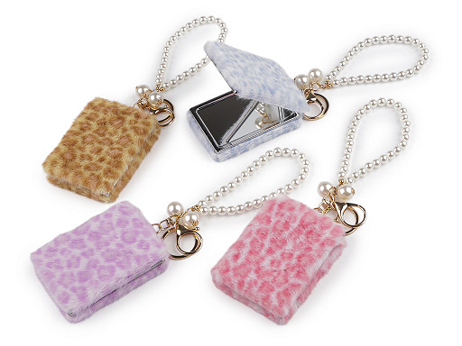 Plyšové kozmetické zrkadlo / prívesok na kabelku