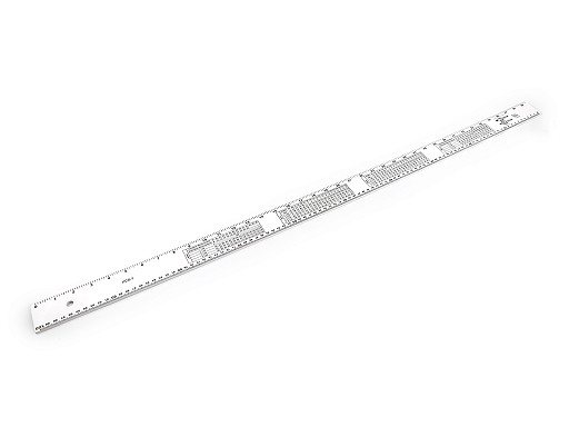 Krejčovský metr / pravítko s velikostními tabulkami délka 100 cm