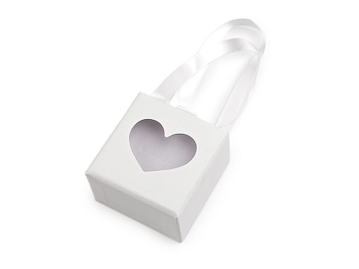 Krabička na šperky s průhledem srdce a uchem 5,5x5,5 cm