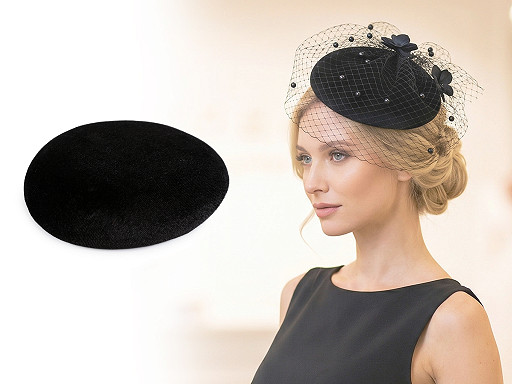 Sametový klobouček / polotovar na výrobu fascinátoru Ø15 cm