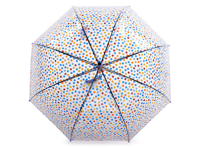 Dívčí průhledný vystřelovací deštník s puntíky