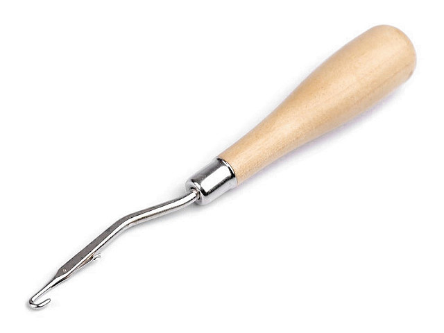 Knüpfnadel / Knüpfhaken mit Holzgriff | STOKLASA Textilkurzwaren und Stoffe