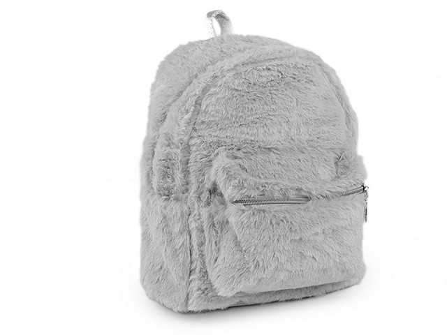 white furry backpack