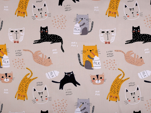 Cotton Fabric Cats | STOKLASA Haberdashery and Fabrics