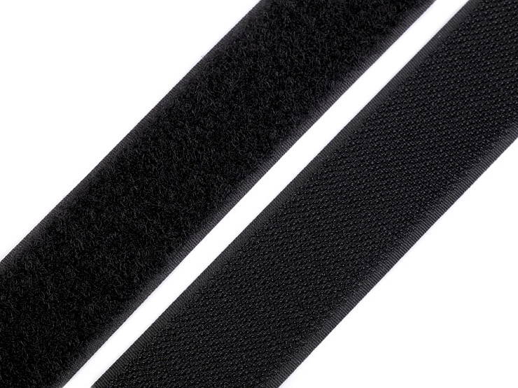 Bandă arici, complet (puf + scai), negru, 30 mm
