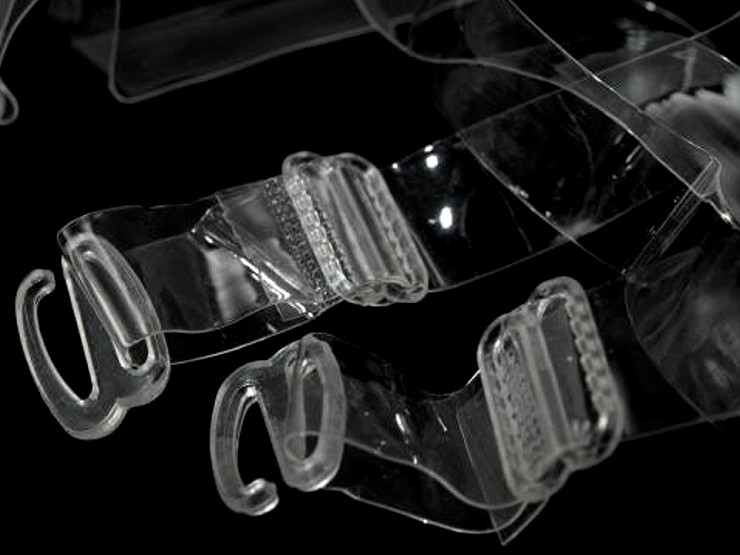 Bretelles de soutien-gorge transparentes, largeur 15 mm, fermeture en plastique