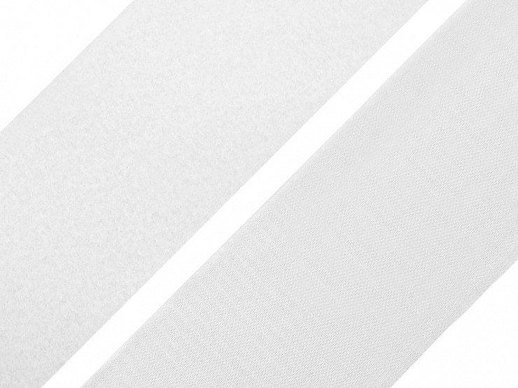 Bandă arici, complet (puf + scai), alb, 10 cm
