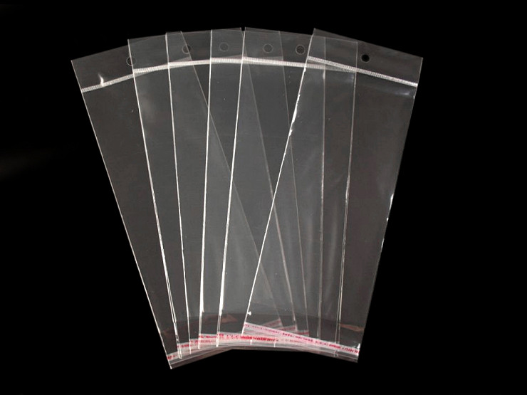 Celofánové sáčiky s lepiacou lištou a závesom 10x22 cm
