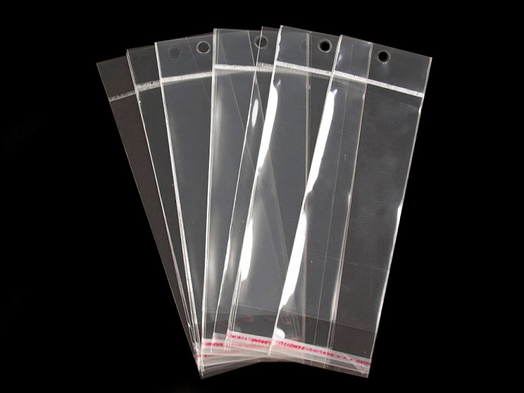 Clear Plastic Self-Adhesive Seal Bags w/ Hang Hole 6x15 cm
