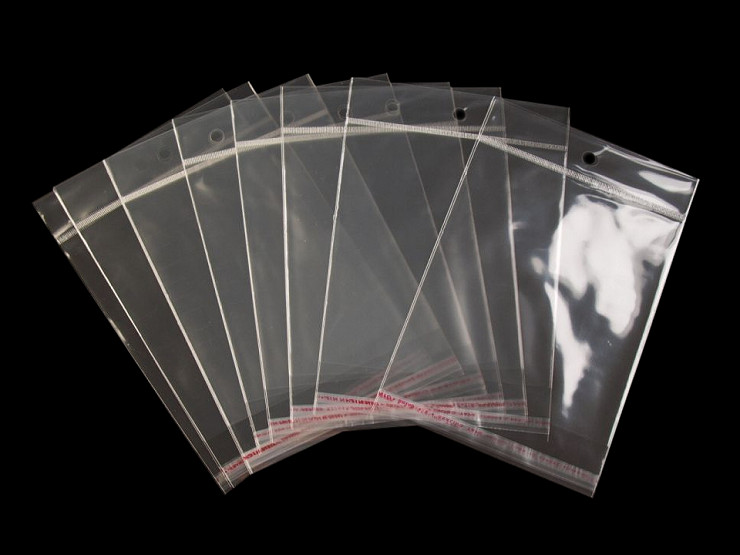 Clear Plastic Self-Adhesive Seal Bags w/ Hang Hole 13x14 cm