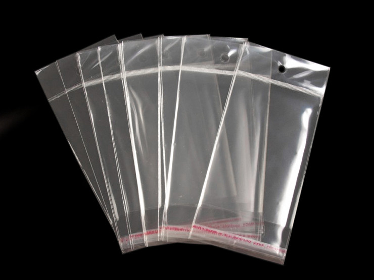 Clear Plastic Self-Adhesive Seal Bags w/ Hang Hole 8x12 cm