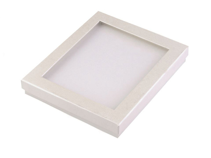 Portagioielli in cartone, con coperchio trasparente dimensioni: 16 x 19 cm, imbottito