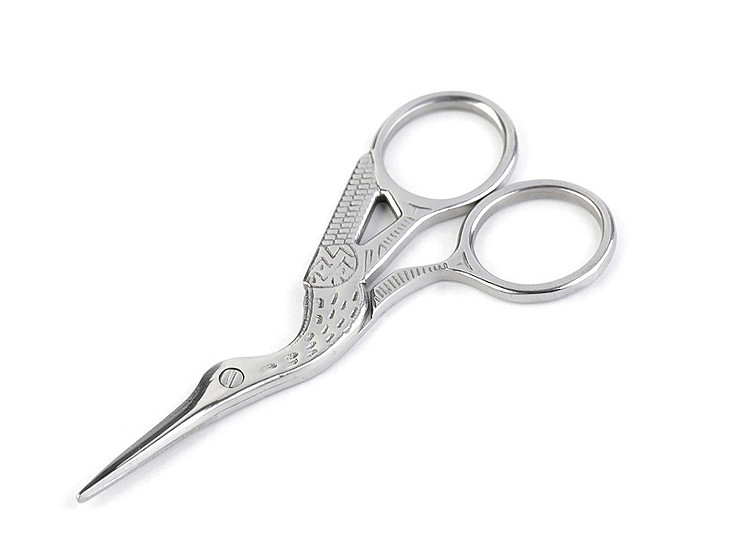 Foarfecă pentru broderie, model barză, lungime 9,5 cm, 11,5 cm