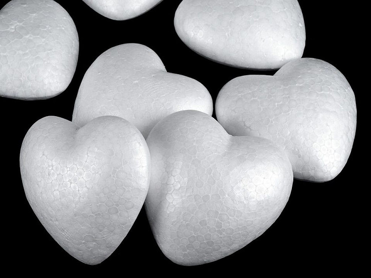 50 Coeurs En Polystyrène Blanc Hauteur 6 Cm - Lot De 50 Pièces