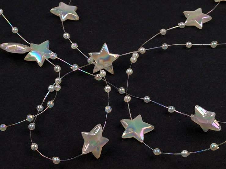 Beaded Garland / Beads on nylon string - stars 