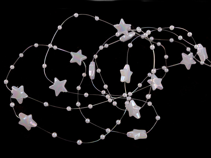 Beaded Garland / Beads on nylon string - stars 