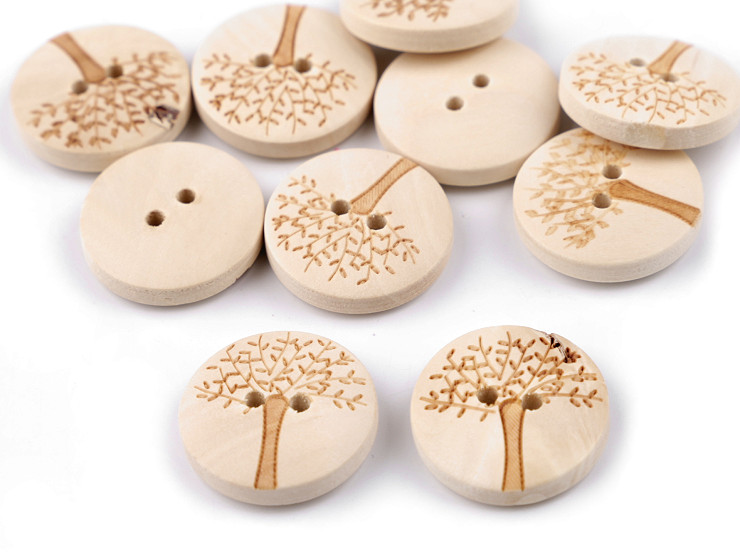 Wooden Decorative Button, Tree of Life