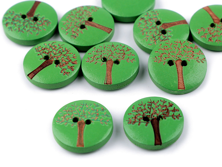 Bottone decorativo in legno, motivo: albero della vita