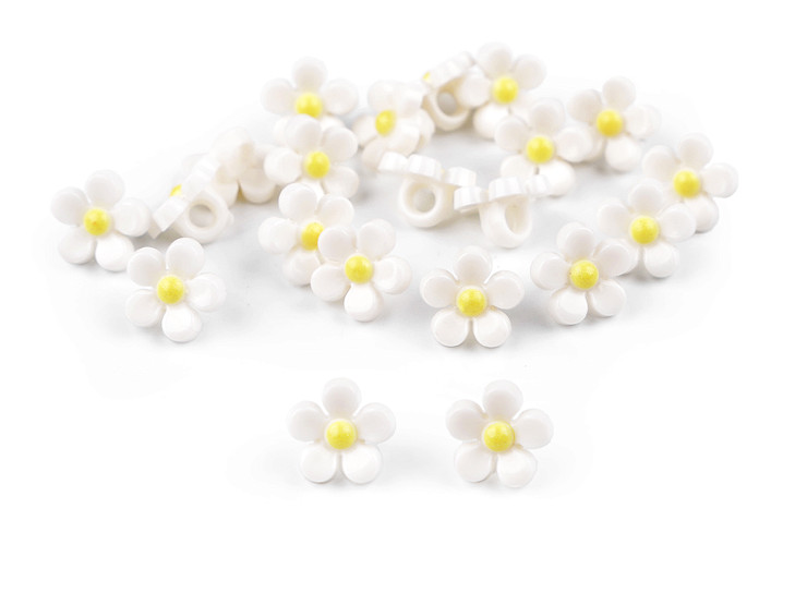 Boutons/Perles Fleurs en plastique, Ø 11 mm