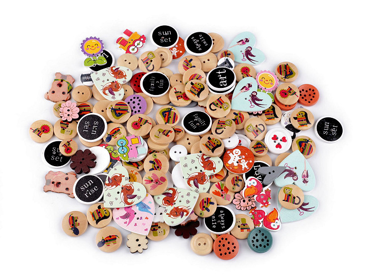 Wooden Buttons Sale / mix of sizes and shapes