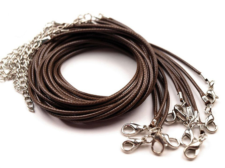 Cordon de collier tressé avec fermoir mousqueton, longueur 45 cm