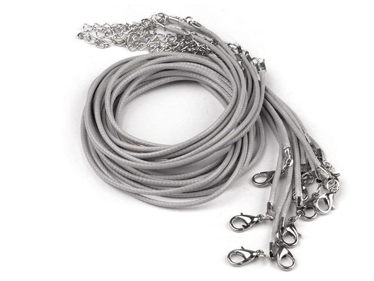 Cordon de collier tressé avec fermoir mousqueton, longueur 45 cm