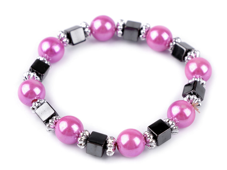 Bracelet élastique avec perles rondes en plastique